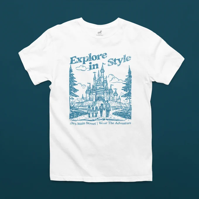Explore in Style, Wear the Adventure t-shirt by 1923 Main Street.