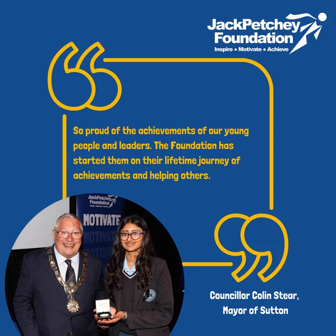 The Mayor of Sutton, Cllr Colin Stears photographed with a pupil from Nonsuch High School for Girls