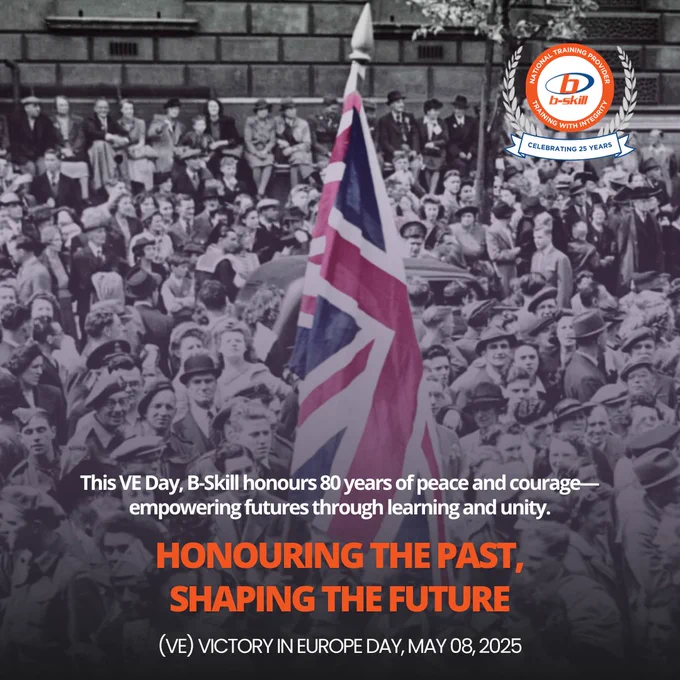 Remembering Courage, Empowering Futures

On the 80th VE Day, B-Skill honours the legacy of peace and unity—while nurturing tomorrow’s talent through opportunity and learning. 🇬🇧🌱

#VEDay80 #BSkillHonours #LegacyAndLearning #GrowingFutures #VictoryInEurope #BSkillCares #BSkill