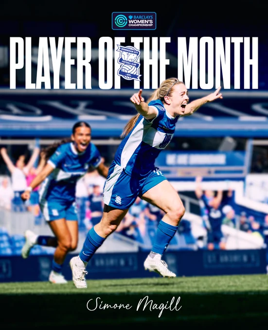 Photo of Simone Magill celebrating with the text: Player of the Month. Simone Magill.