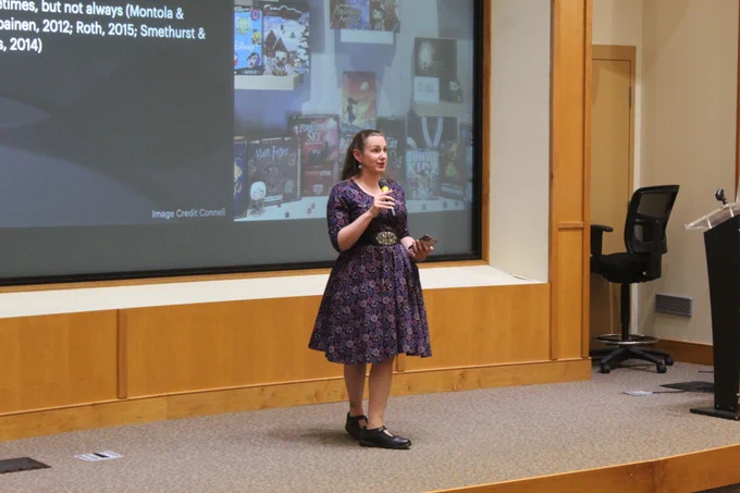 Megan Connell, PsyD, speaks at the third annual Irene Casteel lecture (Northern Review Photo/David Sullivan)