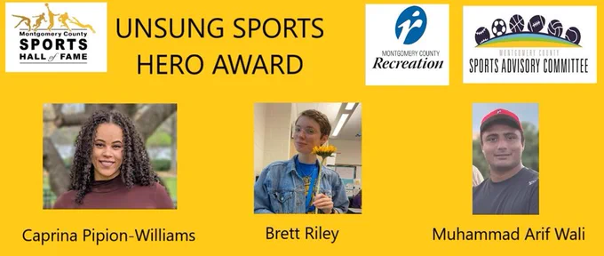 Photo of the three Unsung Sports Hero Awardees. 