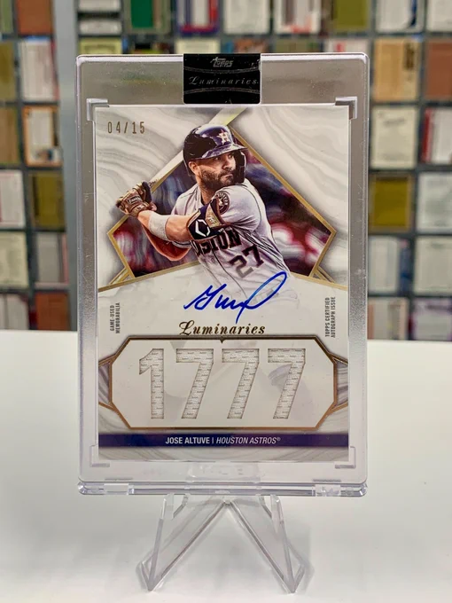 2022 Topps Hit Kings Autographed Relic Card
Jose Altuve, Houston Astros
Career hits total
04/15