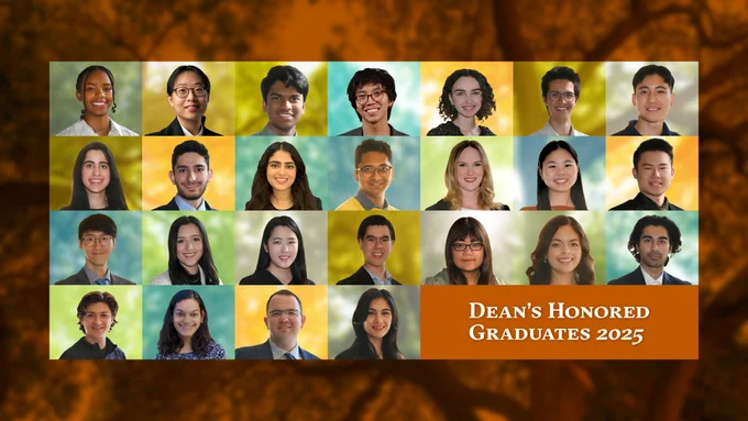 Headshots of the 25 Dean's Honored Graduates with text that reads "Dean's Honored Graduates 2025."