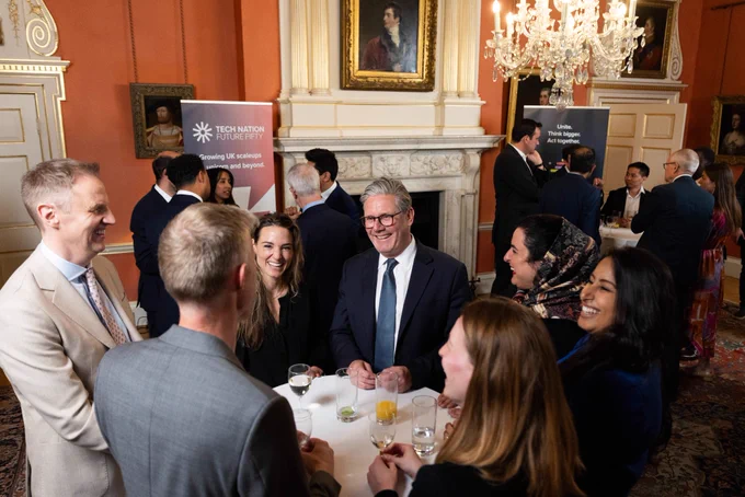 Keir Starmer meets entrepreneurs at a reception in Downing Street.