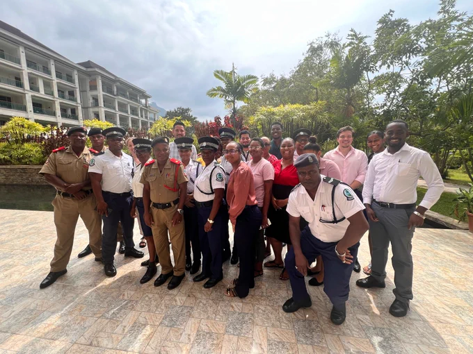 Professor Mark Walters with the Seychelles Police Force 