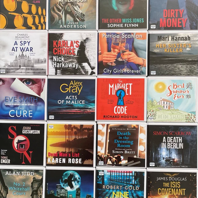 Image description: front covers of some of the new spoken word audiobooks including Best summer ever by Heidi Swain and A spy at war by Charles Beaumont.

