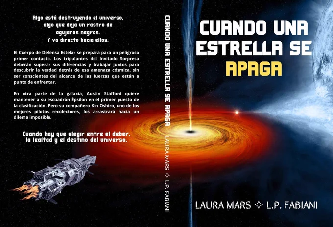 Cubierta del libro, donde se ve un agujero negro cogiendo los rayos de un sol