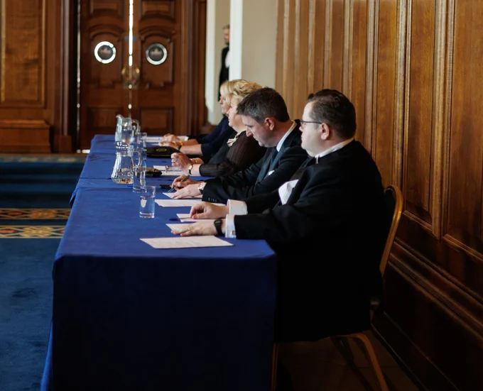 Judging panel for the NI Schools Debating Competition Finals