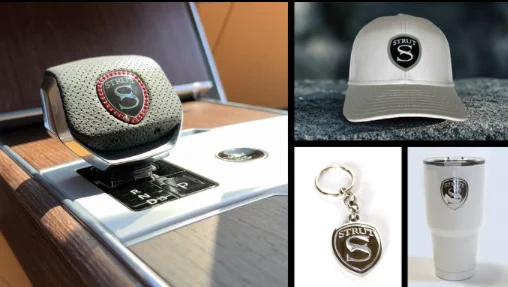 STRUT custom gear shift, hats, keychains, and Yeits