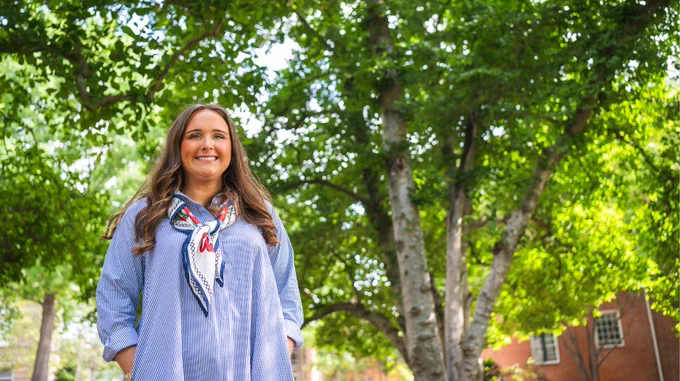 Bay Merrell graduates from the Sally McDonnell Barksdale Honors College with a major in Southern Studies and a minor in museum studies.
