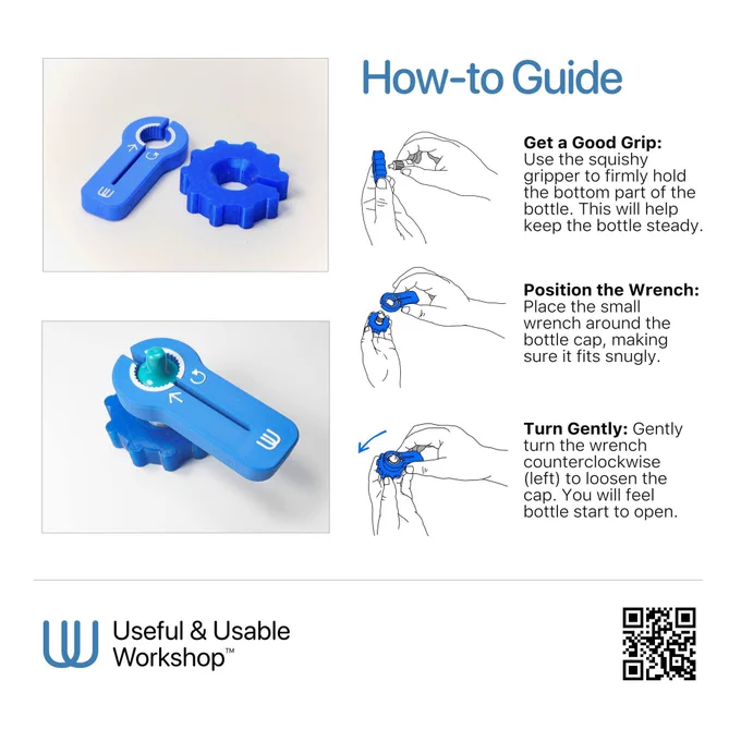 How-to guide for the Eye Drop Bottle Opener tool by Useful & Usable Workshop