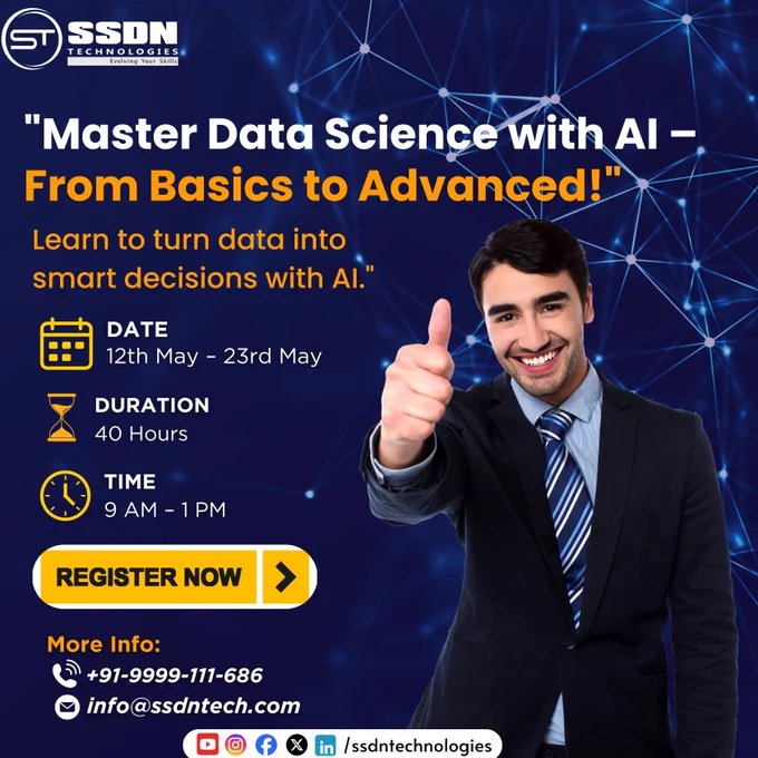 📢 Our Guaranteed-To-Run (GTR) Batch is here!
 
📅 Batch Dates: 12th May – 23rd May
🕘 Timings: 9 AM – 1 PM (Weekdays)
⏳ Duration: 40 Hours | 2 Weeks | 4 Hrs/Day
 
👨‍🏫 Trainer: Anand – Industry Expert in Data Science & AI 
📍 Mode: Live Online Training
 
💡 Why Join Our GTR Batches with the Best IT Training Company?
✔️ 100% Guaranteed-to-Run (No Cancellations)
✔️ Certified & Industry Expert Trainers
✔️ Hands-on Practical Labs & Real-World Scenarios
✔️ Limited Seats for Focused Learning
✔️ Courseware & Latest Version Trainings
Whether you're looking to upskill, transition into AI, or increase your income potential — this is the training you need. 🔥
 
📥 Limited seats available – Reserve yours today!