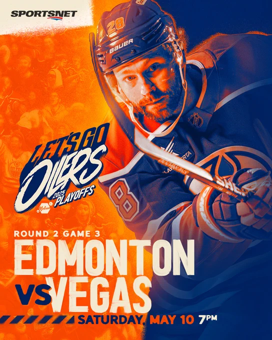 Oilers Game 3 graphic with a photo of Connor Brown