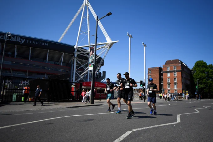 Glen Townson arrives at Principality Stadium.