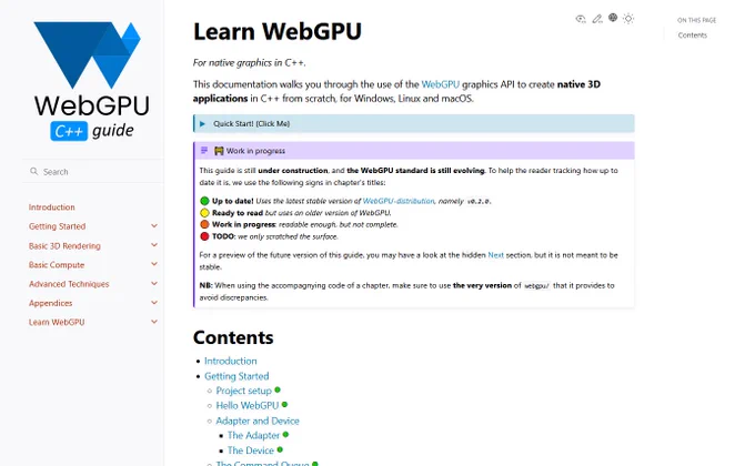 Screenshot of https://eliemichel.github.io/LearnWebGPU