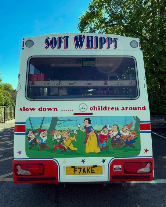 Ice cream van with “Flake” number plate