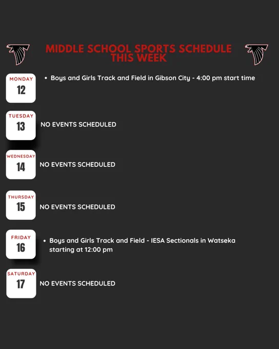 Middle School Sport Schedule