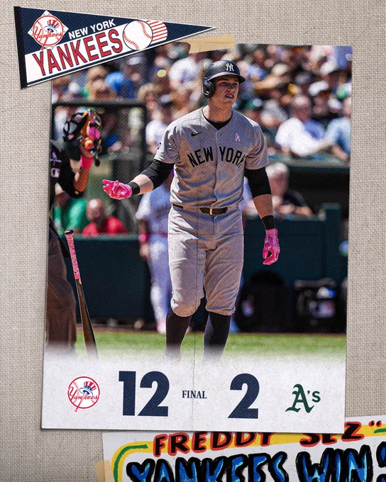 Final: Yankees 12, Athletics 2