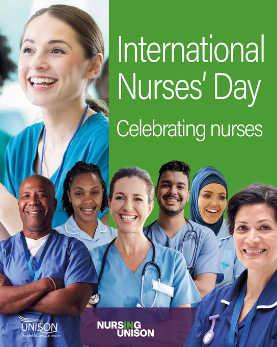 Photo montage of nursing staff. International nurses day - celebrating nurses. Nurses in UNISON