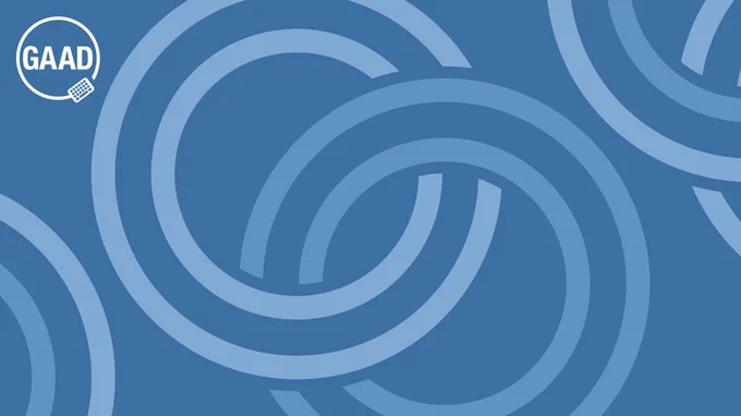 Global Accessibility Awareness Day logo with abstract circles on a blue background.