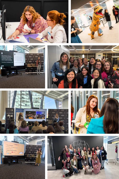 Collage de foto de varias mujeres de Tech SHEssions durante el evento WTM Madrid.