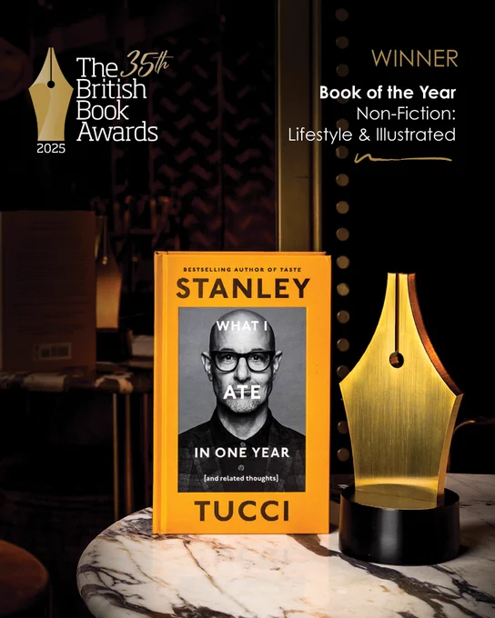 A dark blue background with the outline of the Nibbie. In the top left corner is The British Book Awards logo and in gold text reads: winner. In white text reads: Book of the Year Non-Fiction Lifestyle & Illustrated
