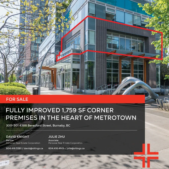 Fully Improved 1,759 SF Corner, in the herat of Metrotown