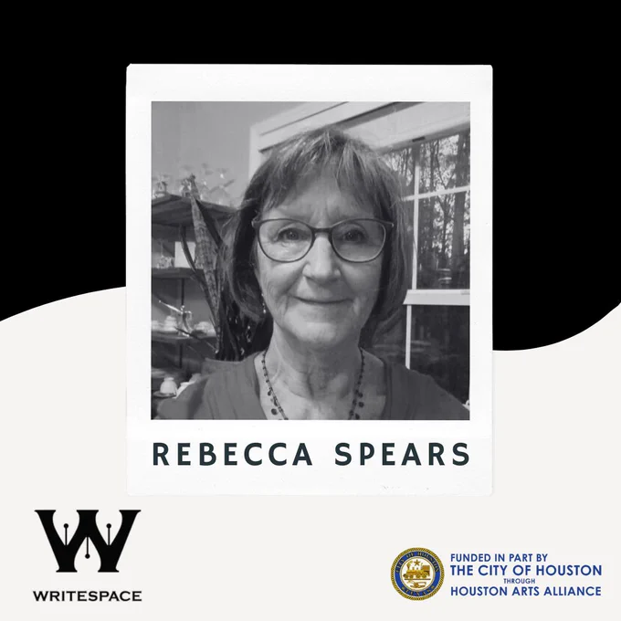 Image of rebecca spears writespace instructor with writespace logo large letter w funded in part by the city of houston through houston arts alliance 