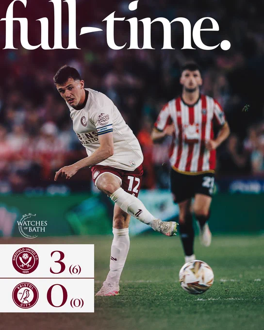 Full-time: Sheffield United 3-0 Bristol City 

Sponsored by Watches of Bath. 