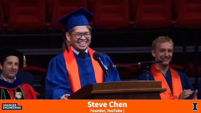 Steve Chen speaking at The Grainger College of Engineering Convocation Ceremony
