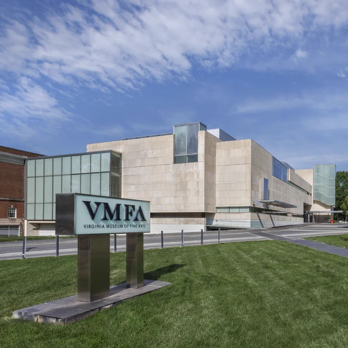 An outdoor front facade image of the Virginia Museum of Fine Arts.