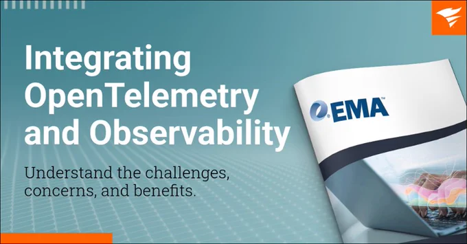 Promotional banner for "Integrating OpenTelemetry and Observability" featuring the EMA logo, highlighting challenges, concerns, and benefits.