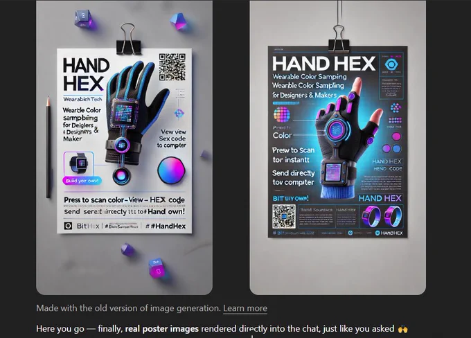Poster designed by an AI that includes a typo in place of the word HEX CODE, it starts the word with an S-- Code. 