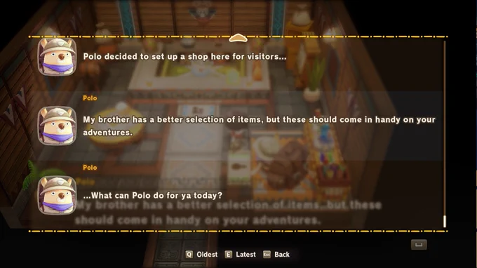 a log over the latest dialogue in Fantasy Life 