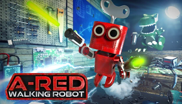 A promo image for A-Red Walking Robot, a video game showcased at the Endix Expo. The image features a wind-up robot being chased by a mechanical dinosaur and spider across a workbench.

Its steam page can be found here: https://store.steampowered.com/app/2659840/ARED_Walking_Robot/