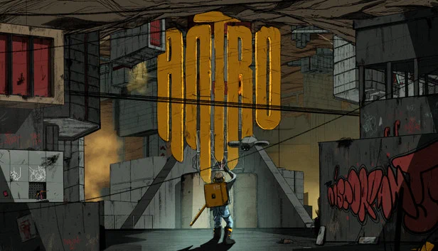 A promo image for the video game Antro, showcased at the Endix Expo. The image features someone standing in front of bold letters that read 'Antro'. They seem to be underground in a derelict, concrete city decprated by graffiti.

Its steam page can be found here: https://store.steampowered.com/app/1861250/Antro/