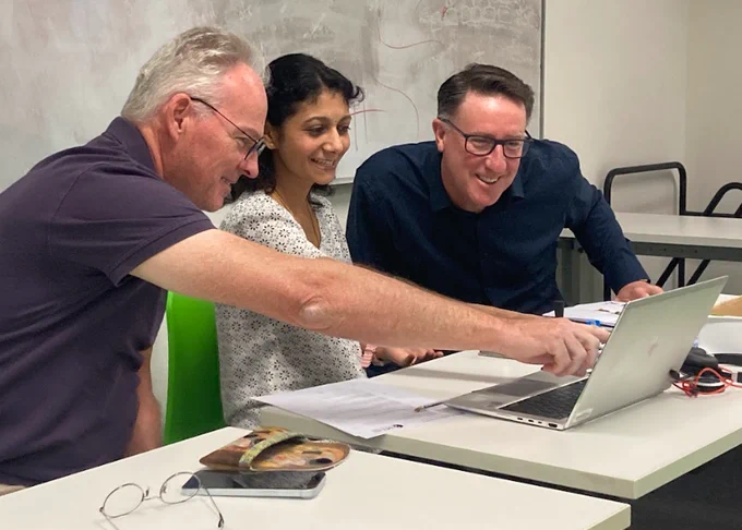 Prof Mark Habgood, Sharmila Ramesh and Prof Nigel Jones. 