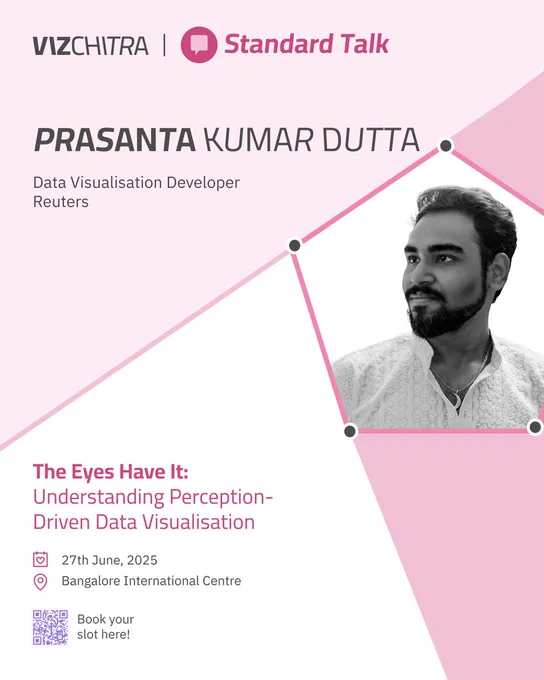 VizChitra Standard Talk Speaker: Prasanta Kumar Dutta
Talk: The Eyes Have It: Understanding Perception-Driven Data Visualisation
Conference: 27 June 2025, Bangalore International Centre
