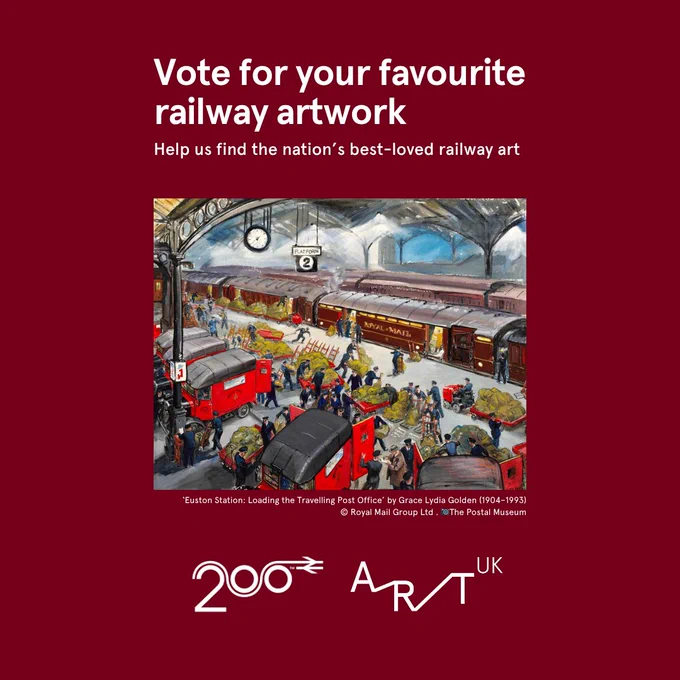 Text reads 'Vote for your favourite railway artwork. Help us find the nation's best-loved railway art'