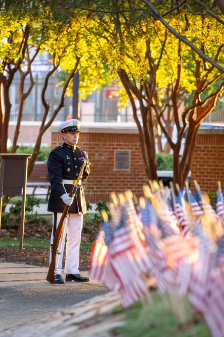 An ROTC cadet standing at the Scroll of Honor.