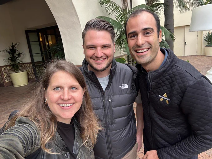 Infinity Constellation CEO Brennan Pothetes, chairman Francis Pedraza and lead investor Maria Palma.