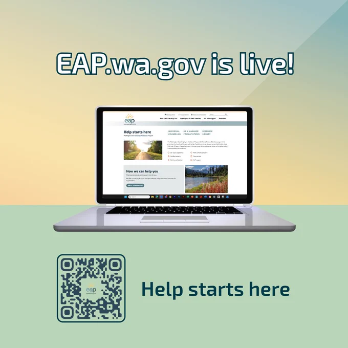 EAP website announcement with a QR code to the website.