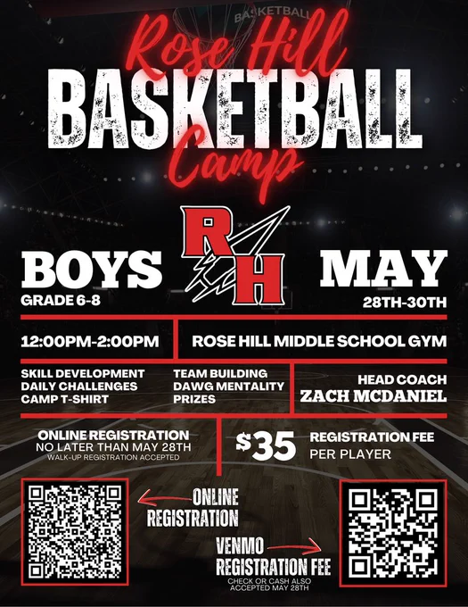 Middle School Basketball Camp Flyer.