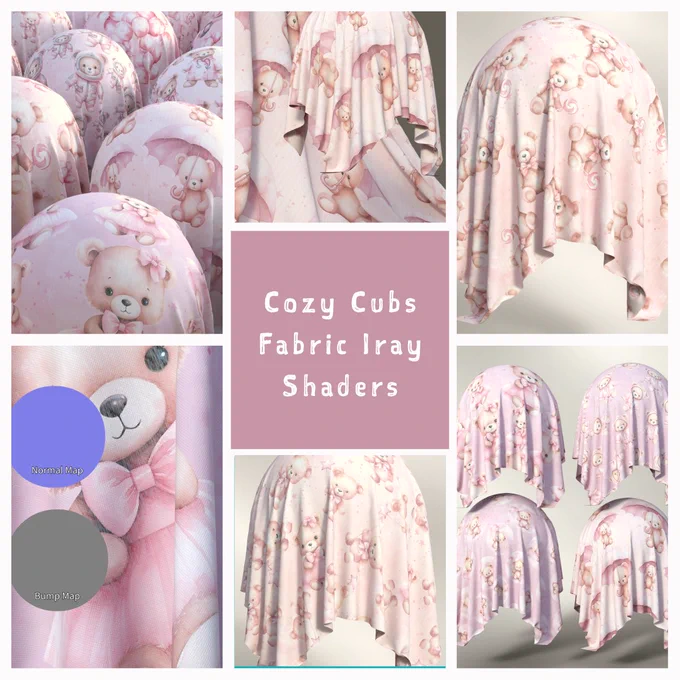 Cozy Cubs Fabric Iray Shaders MR and 4K maps.
@daz3d 

https://www.daz3d.com/cozy-cubs-fabric-iray-shaders--mr

#nelmi #nelmi3d #foil #bears #cozycubsfabric #daz3dofficial #daz3d #daz #fabric #substancepainter #irayshaders #shaders #merchantresource #clothing #texturing #whimsicalart