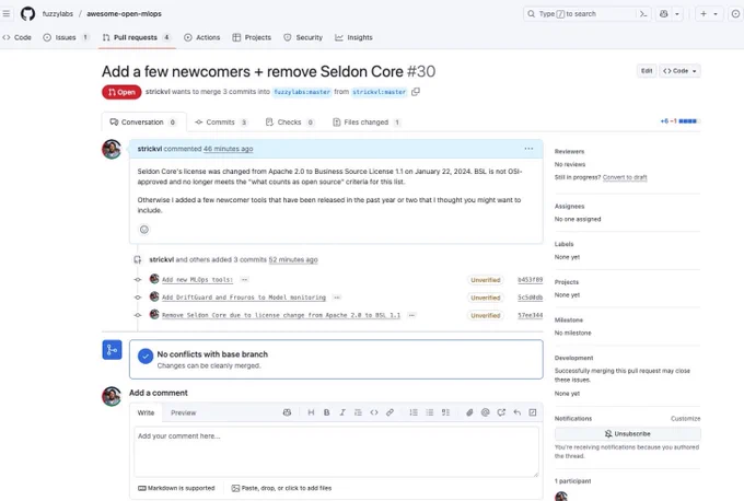 screenshot of a PR to the fuzzylabs repository