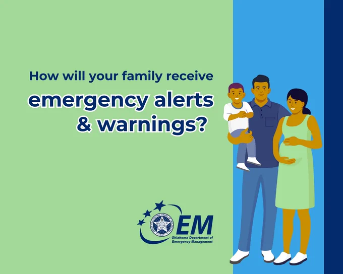A happy family with the text "How will your family receive emergency alerts & warnings?"