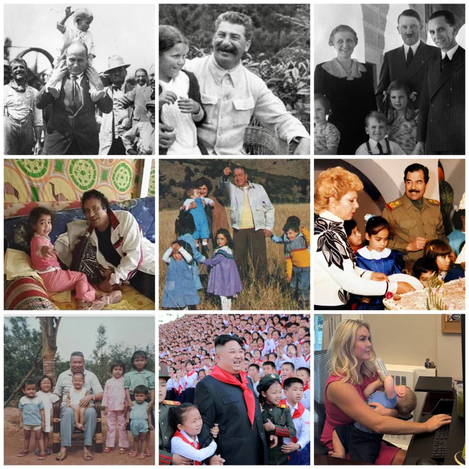 From Top Left: Mussolini, Stalin, Hitler & Goebbels, Gaddafi, Pinochet,  Saddam, Pol Pot, Kim Jong, Karoline Leavitt