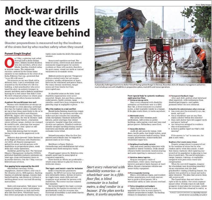 A National Herald piece, "Mock-war drills and the citizens they leave behind" by Puneet Singh Singhal