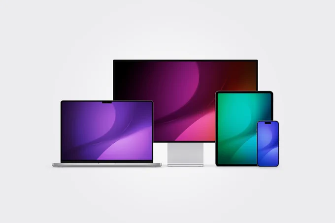 A series of wallpapers on multiple Apple devices
